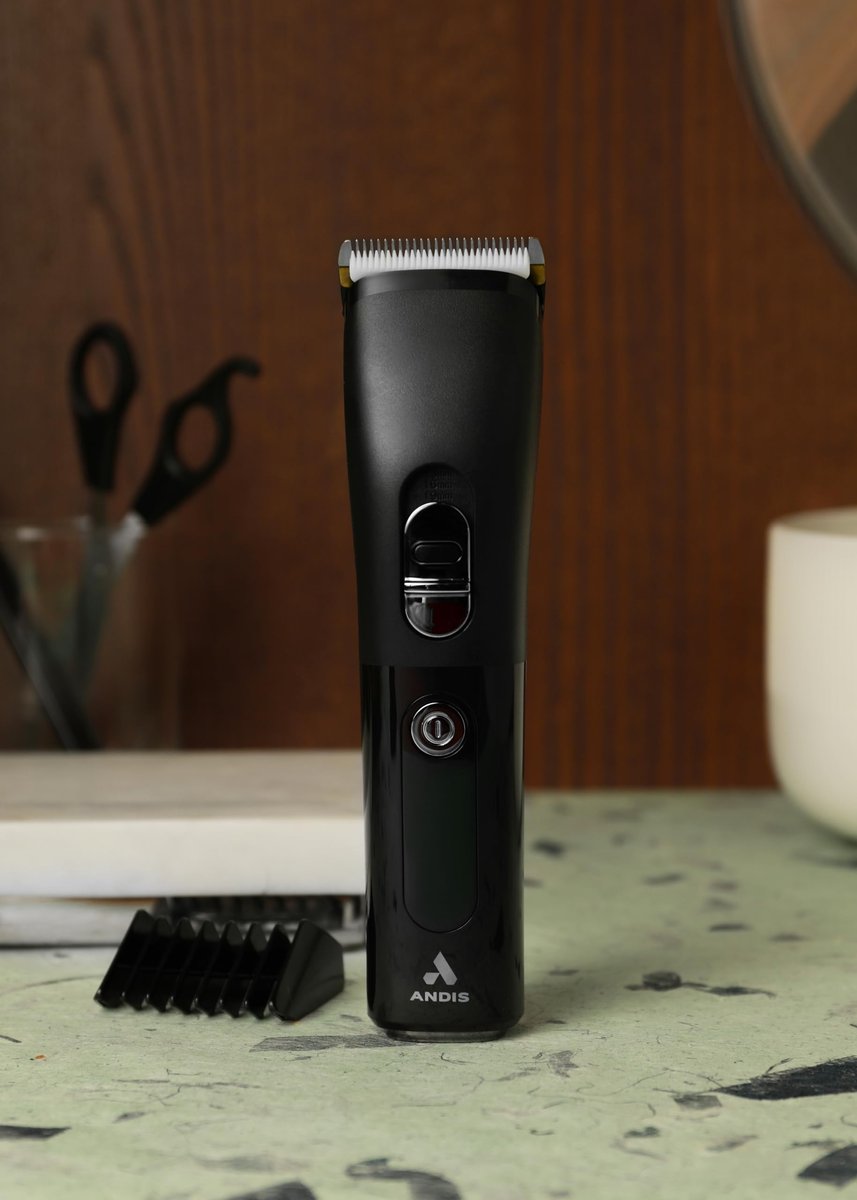 Andis Envision Cordless High-Speed Hair Clipper - 21-Piece Kit, Adjustable Blade, LED Display, Black Avelisse