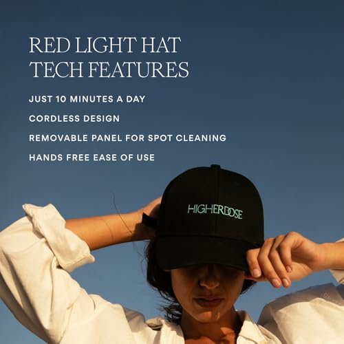 HigherDOSE Red Light Therapy Hat for Hair Growth – Reduce Hair Loss & Shedding – Targeted Infrared Light for Scalp Health (Black, One Size) Avelisse
