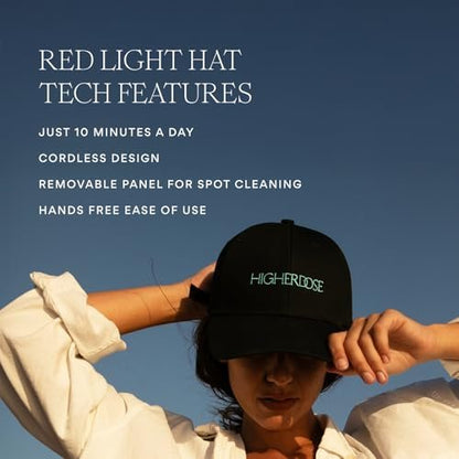 HigherDOSE Red Light Therapy Hat for Hair Growth – Reduce Hair Loss & Shedding – Targeted Infrared Light for Scalp Health (Black, One Size) Avelisse