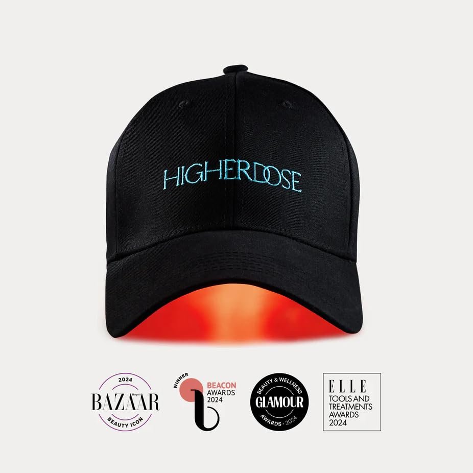 HigherDOSE Red Light Therapy Hat for Hair Growth – Reduce Hair Loss & Shedding – Targeted Infrared Light for Scalp Health (Black, One Size) Avelisse