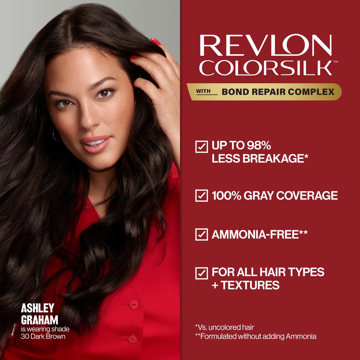 Revlon ColorSilk with Bond Repair Complex Permanent Hair Color - 45 Bright Auburn, 3 Pack, Ammonia Free Avelisse