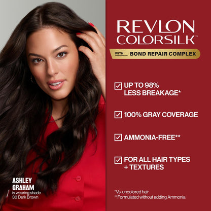 Revlon ColorSilk with Bond Repair Complex Permanent Hair Color - 45 Bright Auburn, 3 Pack, Ammonia Free Avelisse