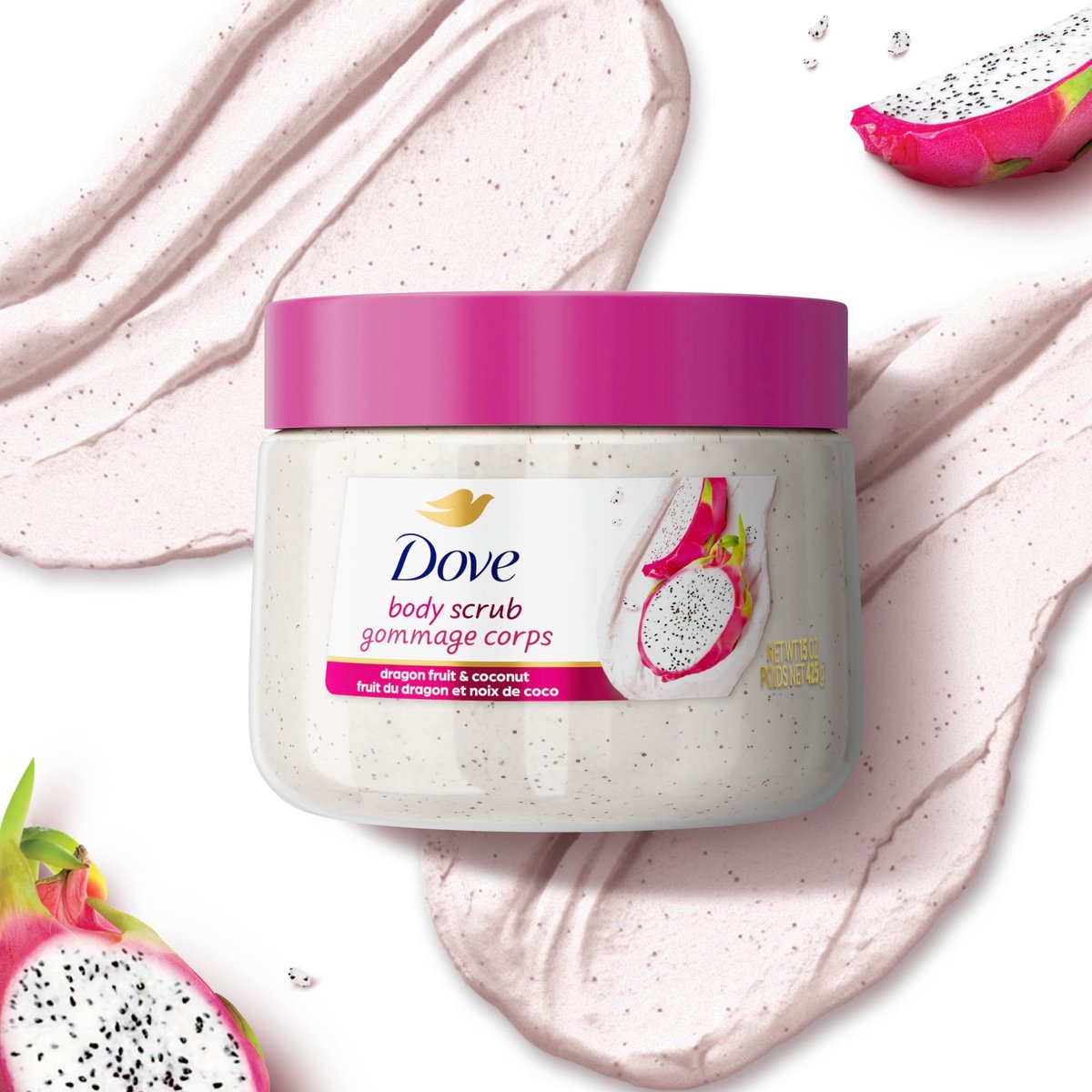 Dove Dragon Fruit & Coconut Cream Body Scrub – Exfoliating & Deeply Nourishing for Smooth, Radiant Skin, 15 oz - görsel 9