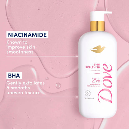 Dove Serum Body Wash Skin Replenish with Niacinamide & BHA Serum, 18.5 Fl Oz - Smooth & Nourish Avelisse