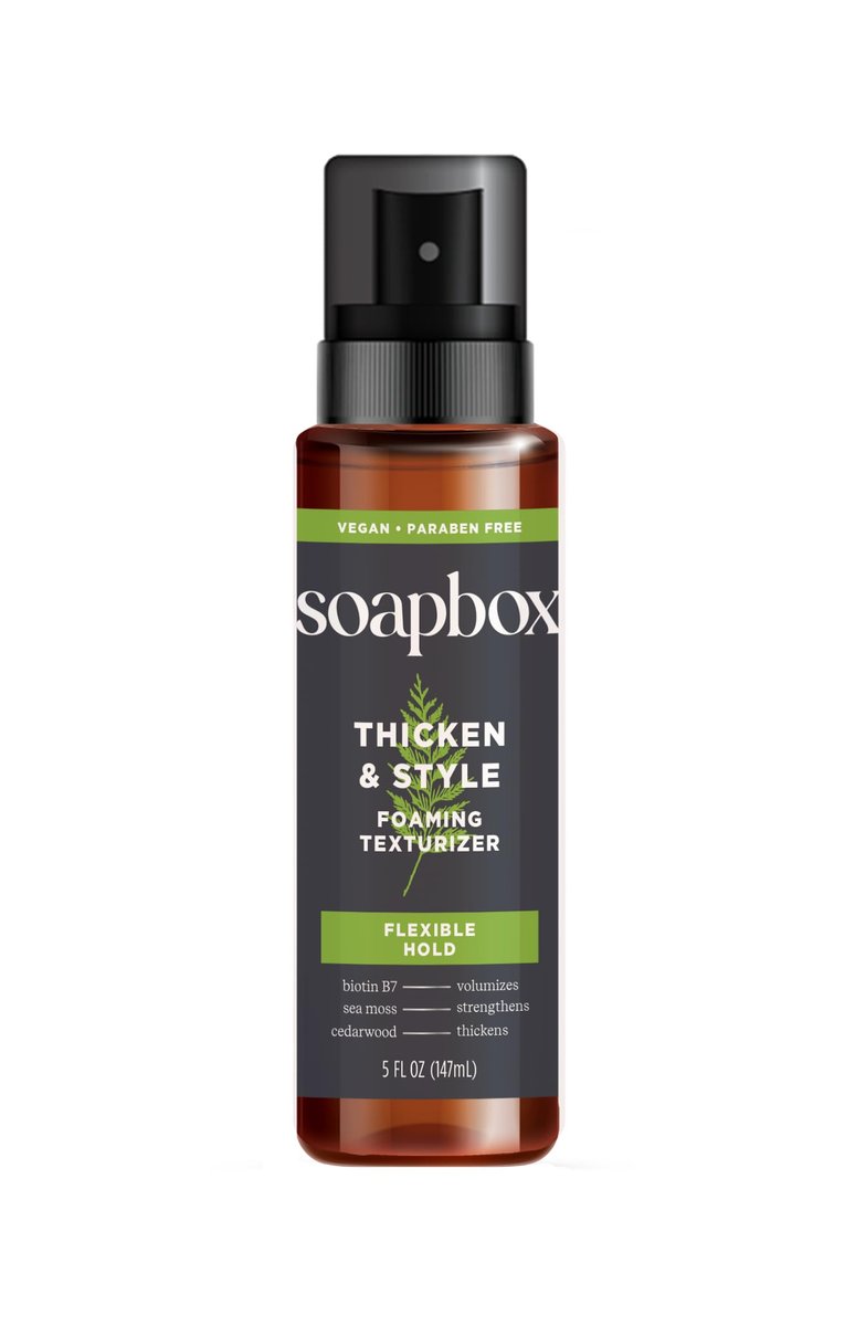 Soapbox Men's Thicken & Style Foaming Texturizer – Hair Styling Foam for Men, 5 oz - görsel 1