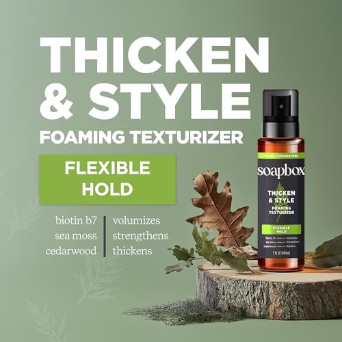 Soapbox Men's Thicken & Style Foaming Texturizer – Hair Styling Foam for Men, 5 oz - görsel 4