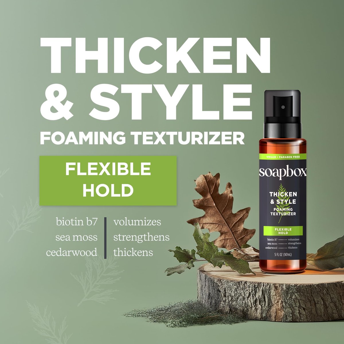 Soapbox Men's Thicken & Style Foaming Texturizer – Hair Styling Foam for Men, 5 oz - görsel 3