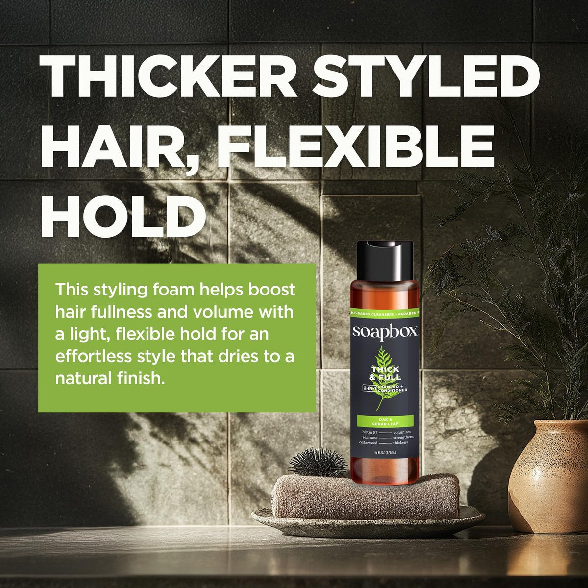 Soapbox Men's Thicken & Style Foaming Texturizer – Hair Styling Foam for Men, 5 oz - görsel 5
