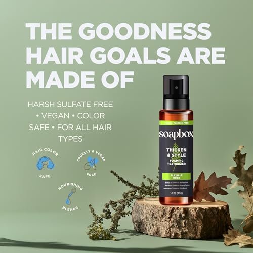 Soapbox Men's Thicken & Style Foaming Texturizer – Hair Styling Foam for Men, 5 oz - görsel 14
