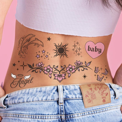 xo, Fetti Y2K Realistic Temporary Tattoos - 56 Pcs | Girly 2000s Bachelorette, Birthday Favors, Halloween Party Accessory, Fake Tats, Festival Stickers