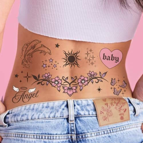 xo, Fetti Y2K Realistic Temporary Tattoos - 56 Pcs | Girly 2000s Bachelorette, Birthday Favors, Halloween Party Accessory, Fake Tats, Festival Stickers - görsel 1