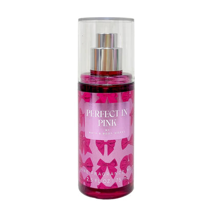 Bath & Body Works Perfect In Pink Mini Fragrance Mist and Body Cream Bundle with Himalayan Salts Springs Sample Soap - Travel Size