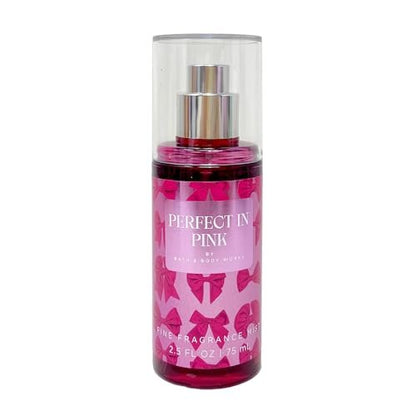 Bath & Body Works Perfect In Pink Mini Fragrance Mist and Body Cream Bundle with Himalayan Salts Springs Sample Soap - Travel Size