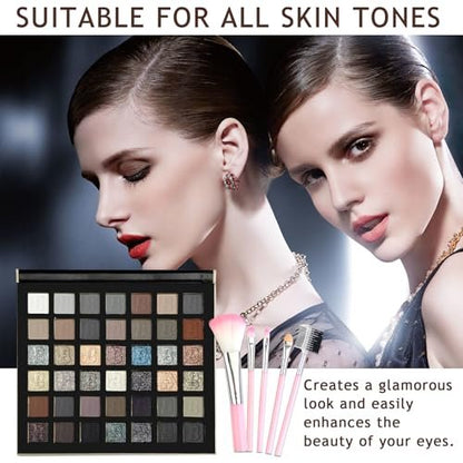 XMXueMei 42 Colors Black Gray Smokey Eyeshadow Palette - Matte, Shimmer & Glitter Neutral Eyeshadow Set, Highly Pigmented Smokey Silver Black Eye Shadow Palette Goth Makeup Kit with Brush