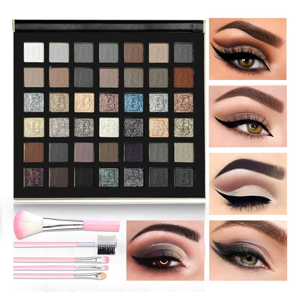XMXueMei 42 Colors Black Gray Smokey Eyeshadow Palette - Matte, Shimmer & Glitter Neutral Eyeshadow Set, Highly Pigmented Smokey Silver Black Eye Shadow Palette Goth Makeup Kit with Brush