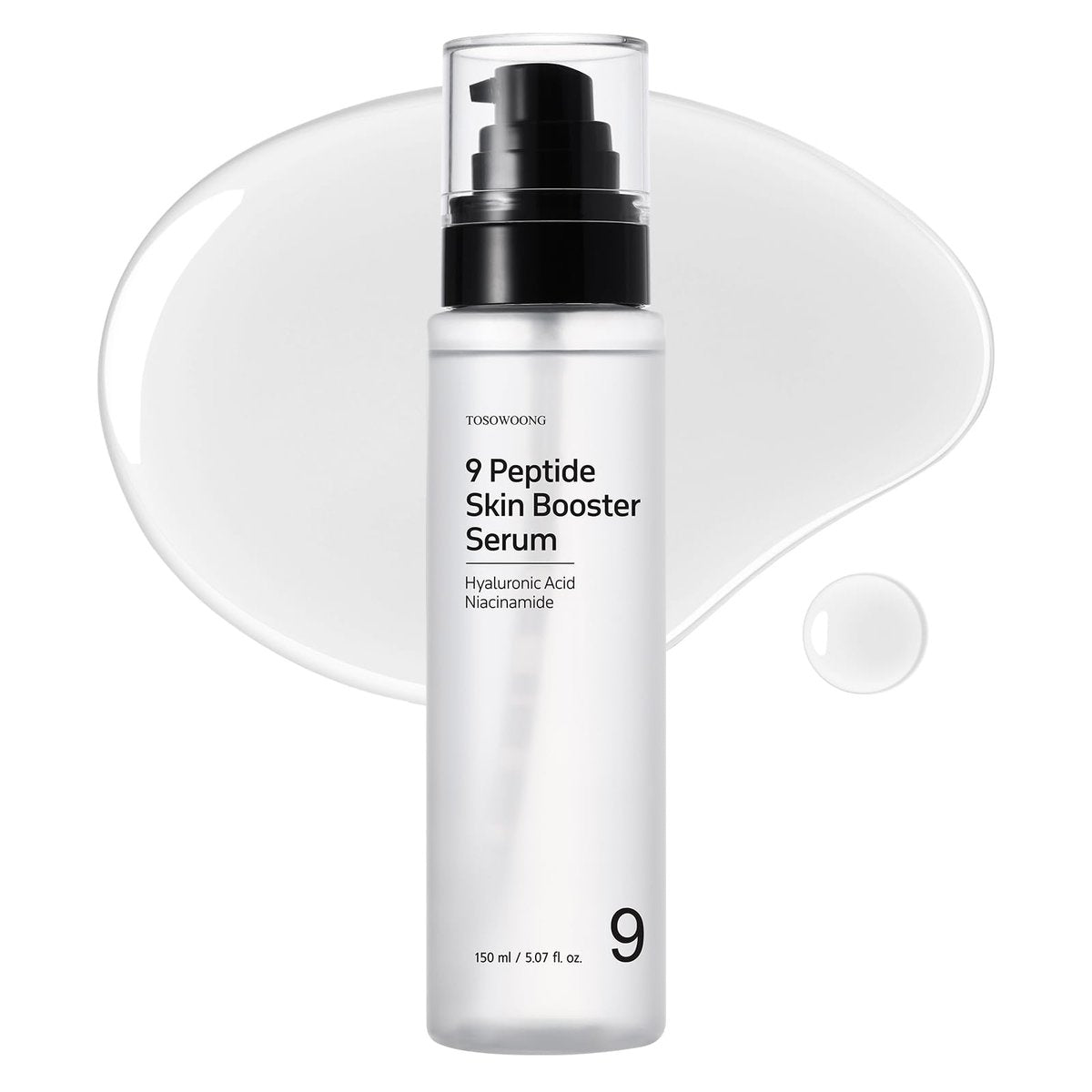TOSOWOONG 9 Peptide Skin Booster Serum with Niacinamide & Hyaluronic Acid – Korean Skin Care Face Essence for All Skin Types, Paraben Free, 150ml (5.07 fl.oz) Avelisse