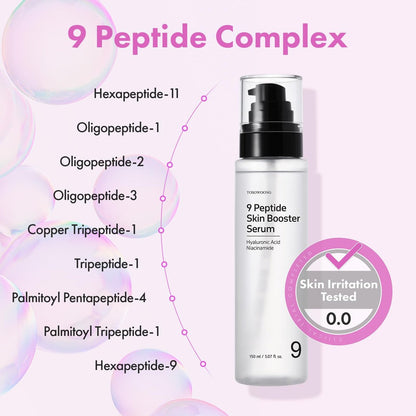 TOSOWOONG 9 Peptide Skin Booster Serum with Niacinamide & Hyaluronic Acid – Korean Skin Care Face Essence for All Skin Types, Paraben Free, 150ml (5.07 fl.oz) Avelisse