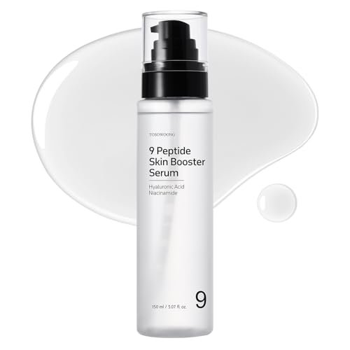 TOSOWOONG 9 Peptide Skin Booster Serum with Niacinamide & Hyaluronic Acid – Korean Skin Care Face Essence for All Skin Types, Paraben Free, 150ml (5.07 fl.oz) Avelisse