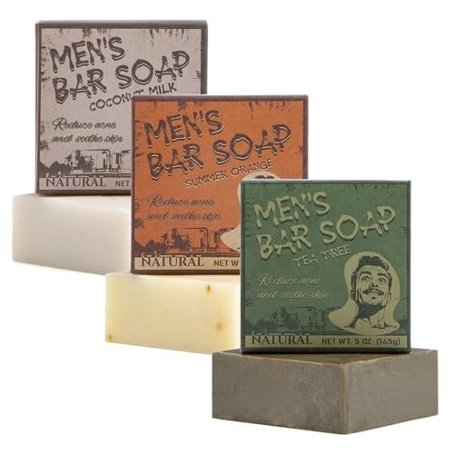 SKIRIFINE Natural Bar Soap for Body - 3-Pack (5 oz each) | Australian Tea Tree, Summer Orange, Coconut Milk | Skin Cleansing & Moisturizing - görsel 2