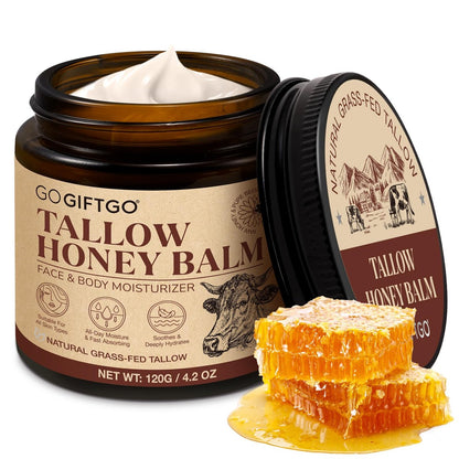 GOGIFTGO Beef Tallow for Skin - Tallow and Honey Balm Natural Face Moisturizer (4.2 Fl Oz) Avelisse