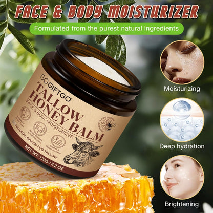 GOGIFTGO Beef Tallow for Skin - Tallow and Honey Balm Natural Face Moisturizer (4.2 Fl Oz) Avelisse