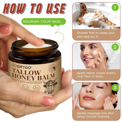 GOGIFTGO Beef Tallow for Skin - Tallow and Honey Balm Natural Face Moisturizer (4.2 Fl Oz) Avelisse