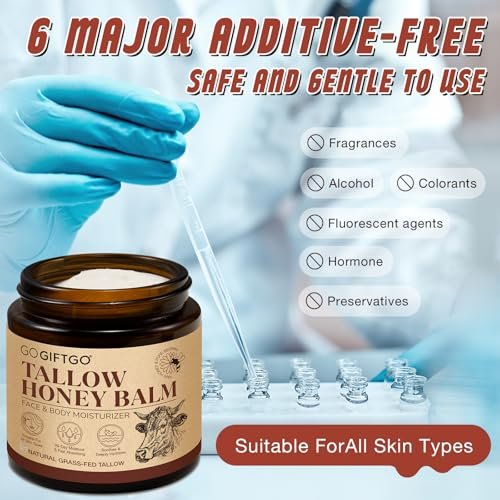 GOGIFTGO Beef Tallow for Skin - Tallow and Honey Balm Natural Face Moisturizer (4.2 Fl Oz) Avelisse