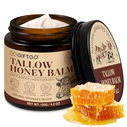 GOGIFTGO Beef Tallow for Skin - Tallow and Honey Balm Natural Face Moisturizer (4.2 Fl Oz) Avelisse
