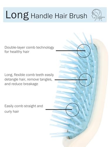 KooingTech Long Handled Hair Brush for Elderly & Disabled – 14 Inch Extended Handle Brush for Easy Hair Care - görsel 6