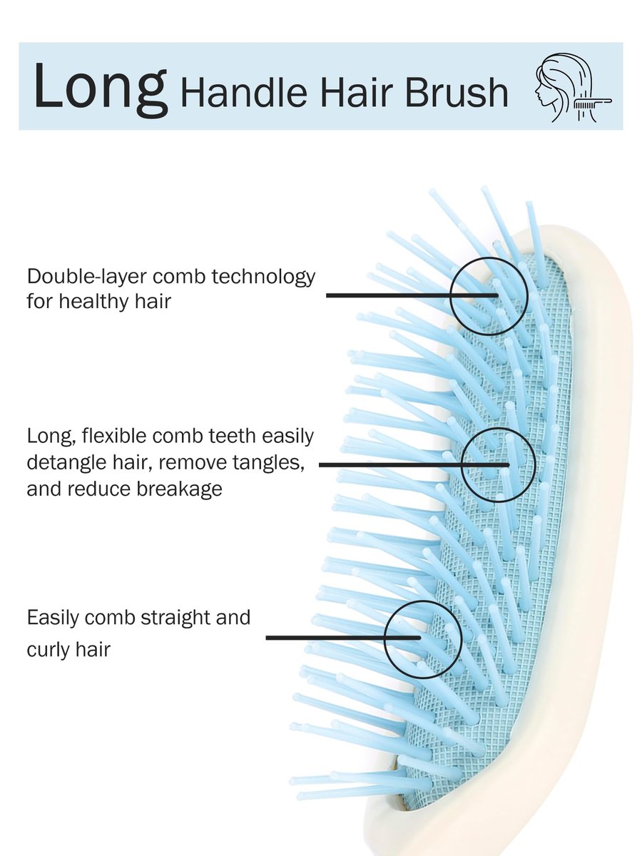 KooingTech Long Handled Hair Brush for Elderly & Disabled – 14 Inch Extended Handle Brush for Easy Hair Care - görsel 5