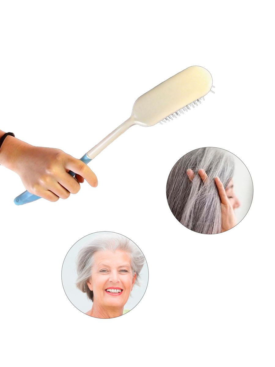 KooingTech Long Handled Hair Brush for Elderly & Disabled – 14 Inch Extended Handle Brush for Easy Hair Care - görsel 11