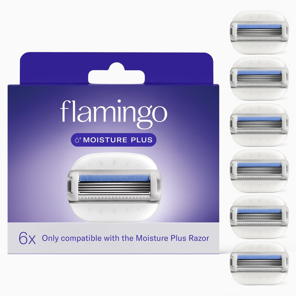 Flamingo Moisture Plus Razor Blades for Women - No Shave Gel Needed - 6 Count Refills - görsel 1