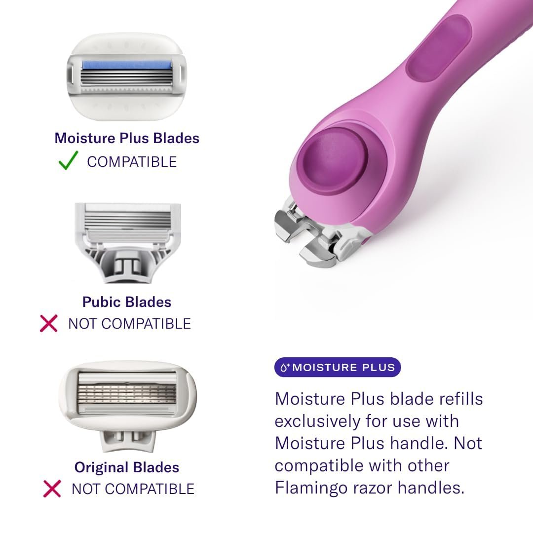 Flamingo Moisture Plus Razor Blades for Women - No Shave Gel Needed - 6 Count Refills - görsel 3