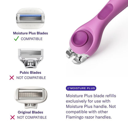 Flamingo Moisture Plus Razor Blades for Women - No Shave Gel Needed - 6 Count Refills