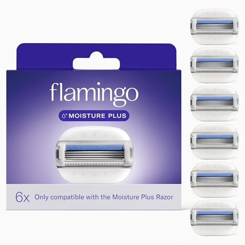 Flamingo Moisture Plus Razor Blades for Women - No Shave Gel Needed - 6 Count Refills - görsel 2