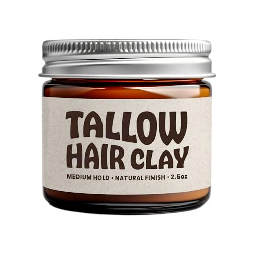 Earth Wave All Natural Tallow Hair Clay Pomade – Premium Medium Hold Hair Styling Clay with Organic Ingredients, Natural Finish, for Men, Women, and Kids, Made in USA, 2.5 oz Avelisse