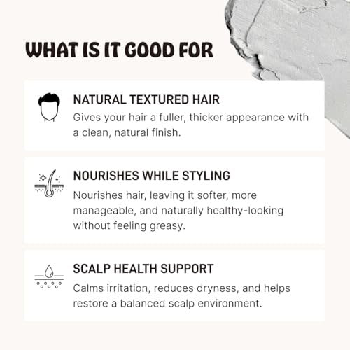 Earth Wave All Natural Tallow Hair Clay Pomade – Premium Medium Hold Hair Styling Clay with Organic Ingredients, Natural Finish, for Men, Women, and Kids, Made in USA, 2.5 oz Avelisse