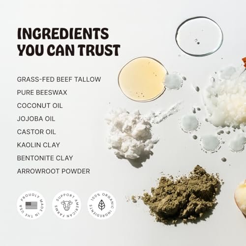 Earth Wave All Natural Tallow Hair Clay Pomade – Premium Medium Hold Hair Styling Clay with Organic Ingredients, Natural Finish, for Men, Women, and Kids, Made in USA, 2.5 oz Avelisse
