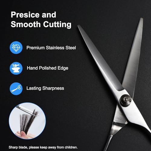 ESVIENS Hair Cutting Scissors 6.5" – Professional Stainless Steel Barber Shears for Men & Women, Salon & Home Trimming - görsel 6