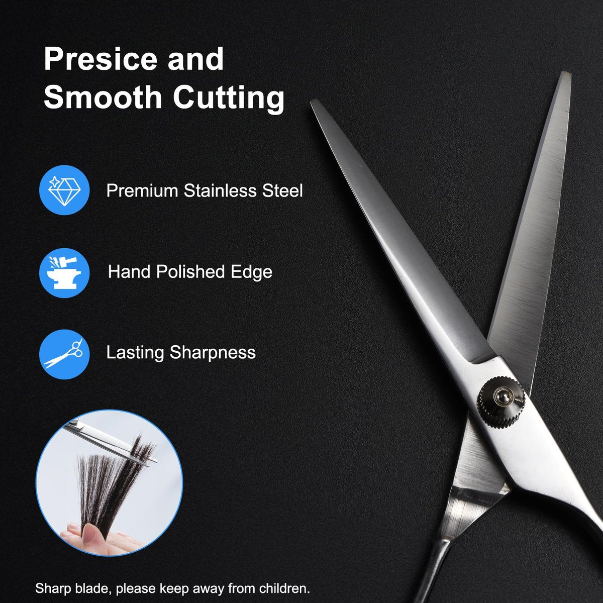 ESVIENS Hair Cutting Scissors 6.5" – Professional Stainless Steel Barber Shears for Men & Women, Salon & Home Trimming - görsel 5