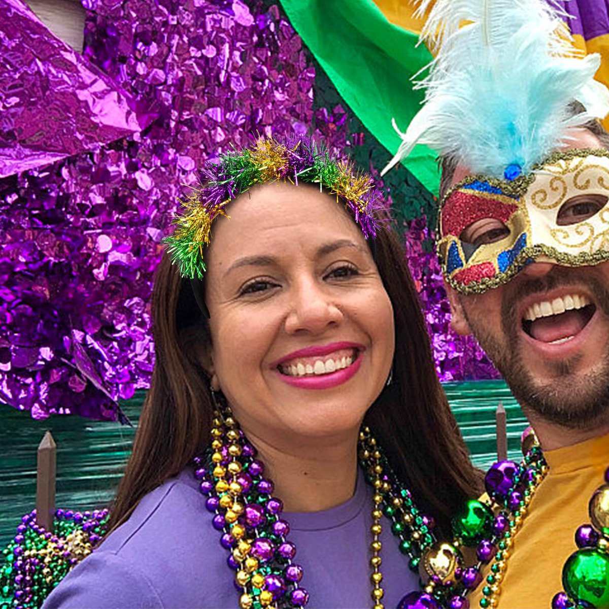 Watayo 2-Pack Mardi Gras Headbands for Women – Adjustable Glitter Pom Pom Hairbands in Purple, Green & Gold - görsel 7