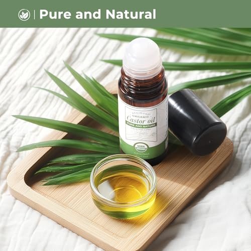 Pexihoap Organic Castor Oil Roll-On for Waist, Belly & Body Skin - Pure Cold Pressed in Glass Bottle, 1 fl oz - görsel 10