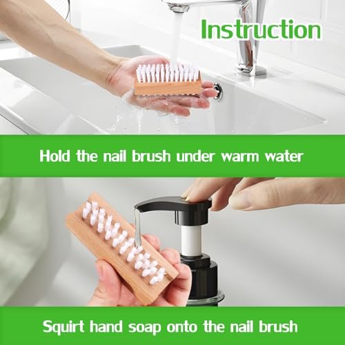 SAMEBUTECO 2 Pack Non-Slip Wooden Hand & Nail Brush - Dual-Sided Fingernail Scrub Brush for Deep Cleaning Nails, Hands & Feet - Heavy Duty Mechanic Hand Brush with Stiff Bristles and Molded Beechwood Grip - görsel 8