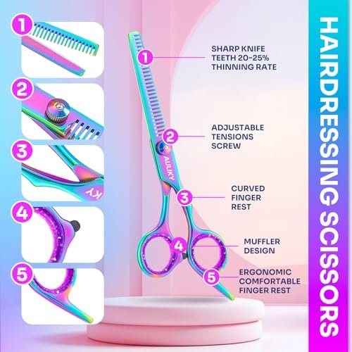 Professional Hair Cutting Scissors Shears Kit - 6.7" Stainless Steel Barber Scissors & Thinning Shears for Salon, Home, Men, Women - görsel 6