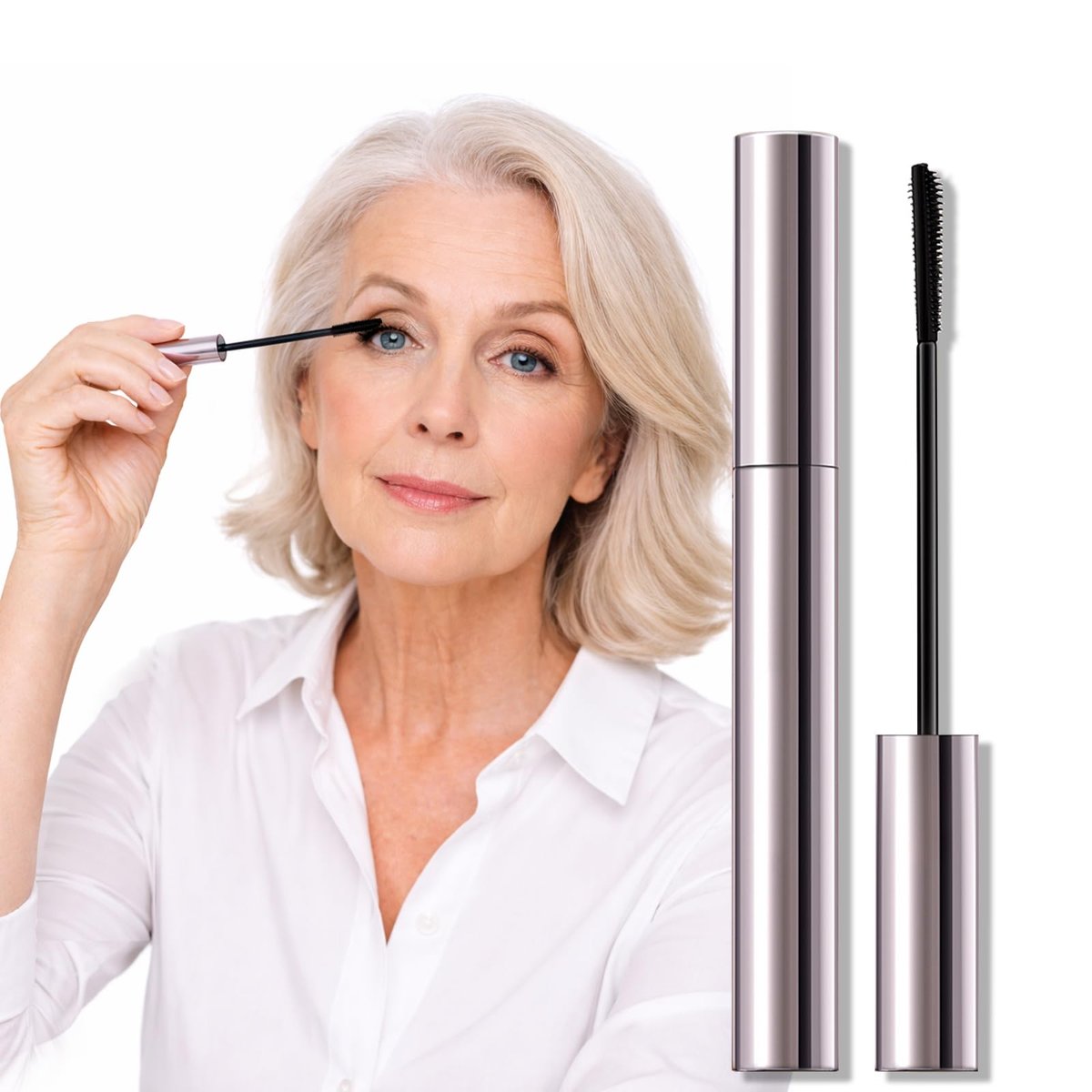 Erinde Tubing Mascara for Older Women 60 Plus - Lengthening & Volumizing for Thinning Lashes, Smudge-Proof, Flake-Free Black, Slim Micro-Brush for Hooded Eyes, Warm Water Removal - görsel 1
