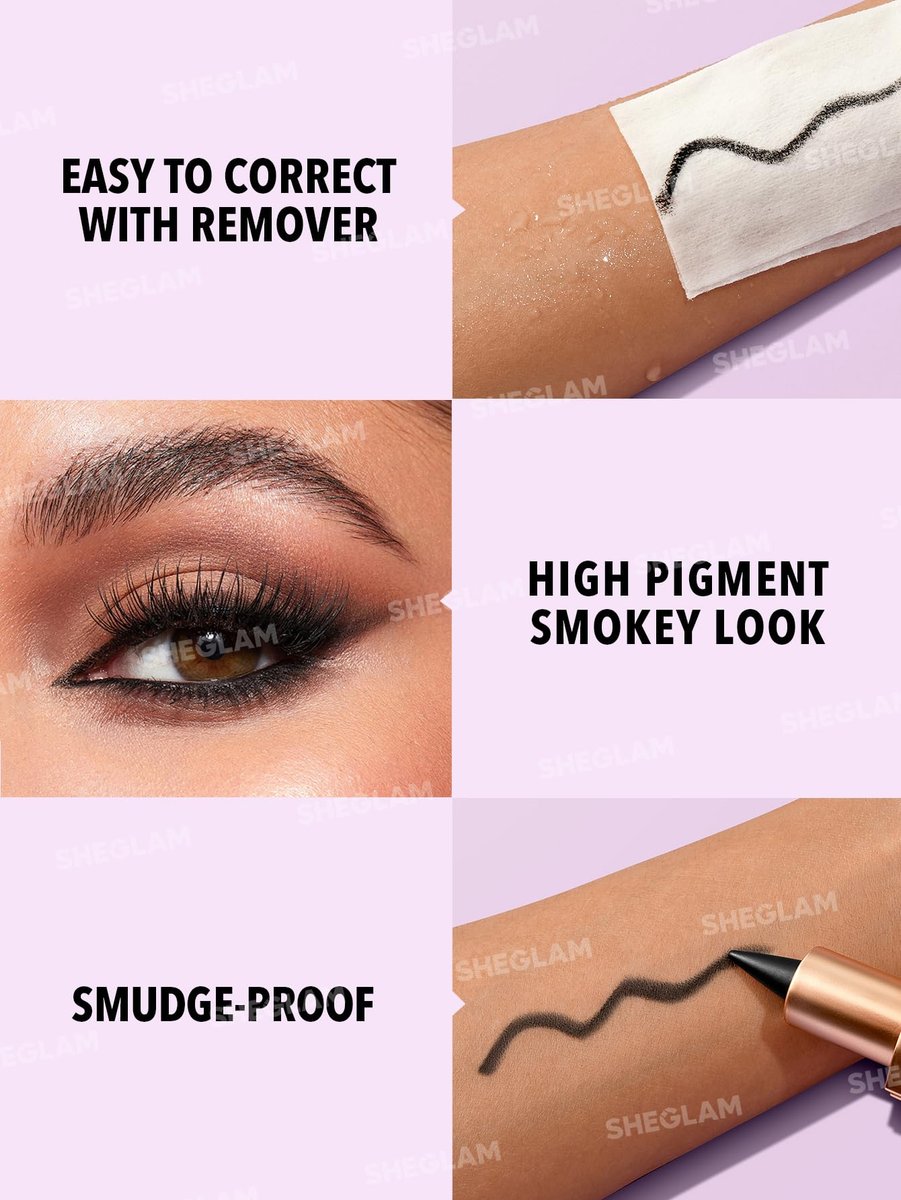 SHEGLAM Ez Glide Matte Eyeliner Pencil – Highly Pigmented Black, Smudge-Proof & Long-Lasting Ultra-Fine Eyeliner for Smoky Eyes and Cat Eye Looks - görsel 5