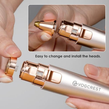 Replacement Heads for VG VOGCREST 2-in-1 Facial Eyebrow Trimmer - Compatible with VG-102, VG-1023, VG-1024 (Gold, Titanium) Avelisse