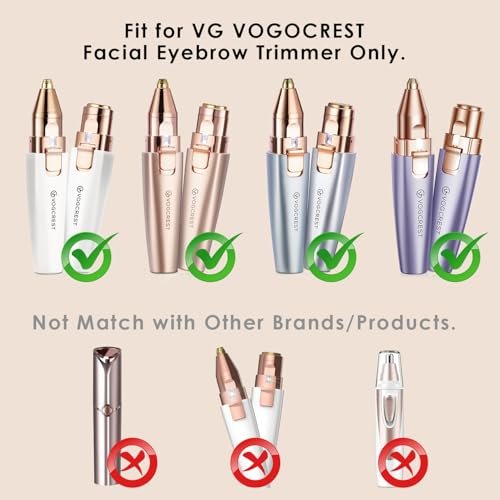 Replacement Heads for VG VOGCREST 2-in-1 Facial Eyebrow Trimmer - Compatible with VG-102, VG-1023, VG-1024 (Gold, Titanium) Avelisse