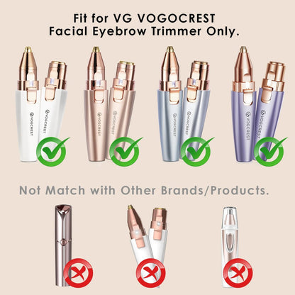 Replacement Heads for VG VOGCREST 2-in-1 Facial Eyebrow Trimmer - Compatible with VG-102, VG-1023, VG-1024 (Gold, Titanium) Avelisse
