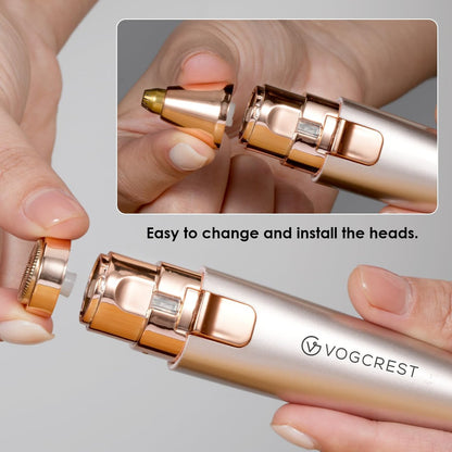Replacement Heads for VG VOGCREST 2-in-1 Facial Eyebrow Trimmer - Compatible with VG-102, VG-1023, VG-1024 (Gold, Titanium) Avelisse